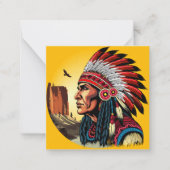 Native American Chief op wilde landschap zonsonder Notitiekaartje (Voorkant)