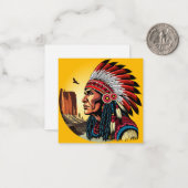 Native American Chief op wilde landschap zonsonder Notitiekaartje (Voorkant / Achterkant in situ)