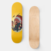 Native American Chief op wilde landschap zonsonder Persoonlijk Skateboard (Voorkant)