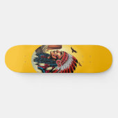 Native American Chief op wilde landschap zonsonder Persoonlijk Skateboard (Horizontaal)