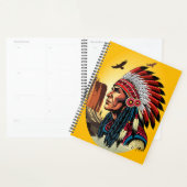 Native American Chief op wilde landschap zonsonder Planner (Display)