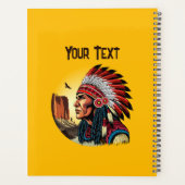 Native American Chief op wilde landschap zonsonder Planner (Achterkant)