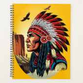 Native American Chief op wilde landschap zonsonder Planner (Voorkant)