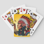 Native American Chief op wilde landschap zonsonder Pokerkaarten (Achterkant)