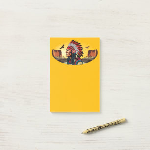 Native American Chief op wilde landschap zonsonder Post-it® Notes