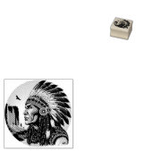 Native American Chief op wilde landschap zonsonder Rubberstempel (Gestempeld)