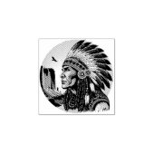 Native American Chief op wilde landschap zonsonder Rubberstempel (Afrduk)