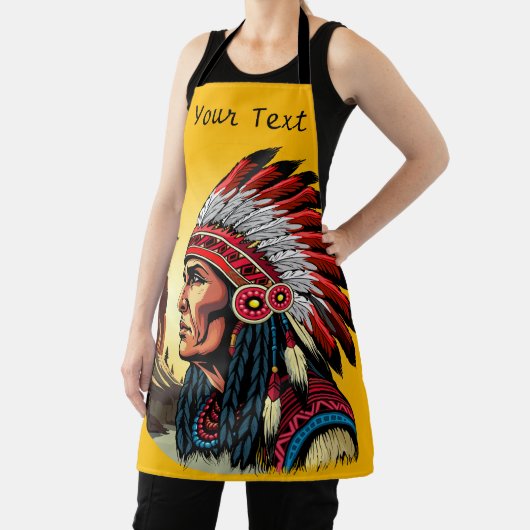 Native American Chief op wilde landschap zonsonder Schort (Insitu)