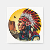 Native American Chief op wilde landschap zonsonder Servet (Voorkant)