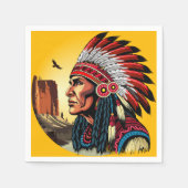 Native American Chief op wilde landschap zonsonder Servet (Voorkant)