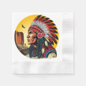 Native American Chief op wilde landschap zonsonder Servet (Voorkant)