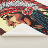Native American Chief op wilde landschap zonsonder Sherpa Deken (3/4)