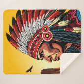 Native American Chief op wilde landschap zonsonder Sherpa Deken (Voorkant (horizontaal))