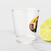 Native American Chief op wilde landschap zonsonder Shot Glas (Links)