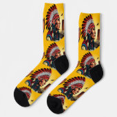 Native American Chief op wilde landschap zonsonder Sokken (Links)