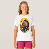 Native American Chief op wilde landschap zonsonder T-shirt (Voorkant volledig)