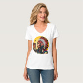 Native American Chief op wilde landschap zonsonder T-shirt (Voorkant volledig)