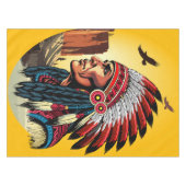 Native American Chief op wilde landschap zonsonder Tafelkleed (Voorkant (Horizontaal))