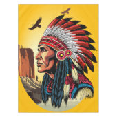 Native American Chief op wilde landschap zonsonder Tafelkleed (Voorkant)