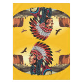 Native American Chief op wilde landschap zonsonder Tafelkleed (Voorkant)