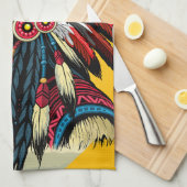 Native American Chief op wilde landschap zonsonder Theedoek (Quarter Fold)