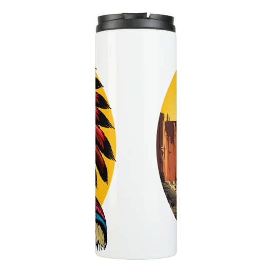 Native American Chief op wilde landschap zonsonder Thermosbeker (Achterkant)