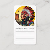 Native American Chief op wilde landschap zonsonder Visitekaartje (Voorkant)