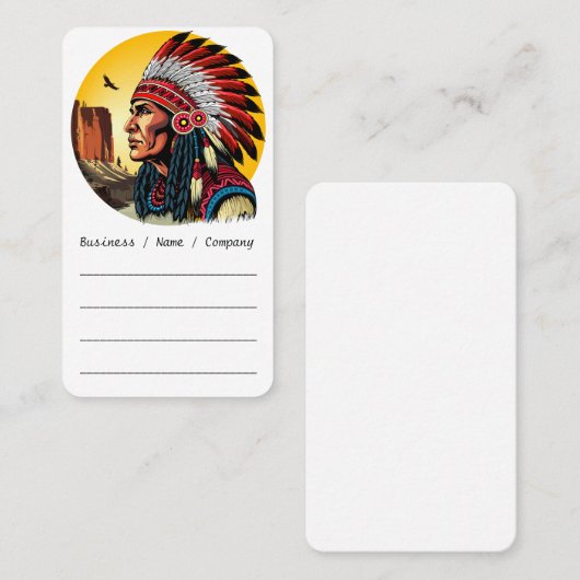 Native American Chief op wilde landschap zonsonder Visitekaartje (Voorkant / Achterkant)