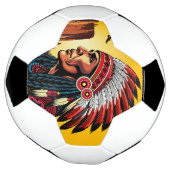 Native American Chief op wilde landschap zonsonder Voetbal (Gedraaid)