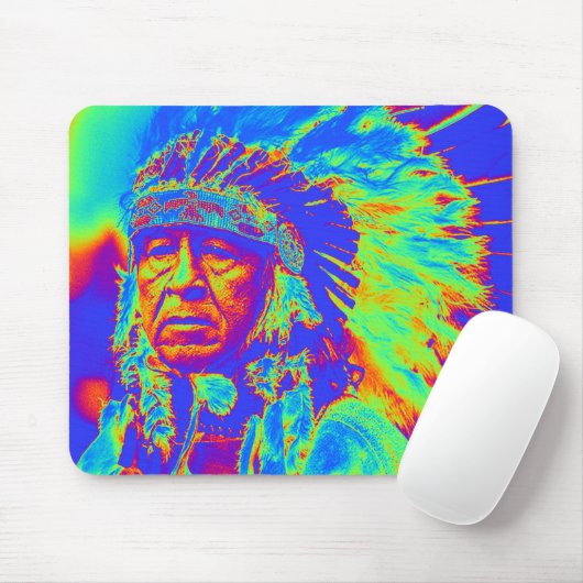 Native American Chief Pop Art Muismat (Met muis)