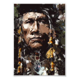 Native American Chief Portrait kunst Foto Afdruk