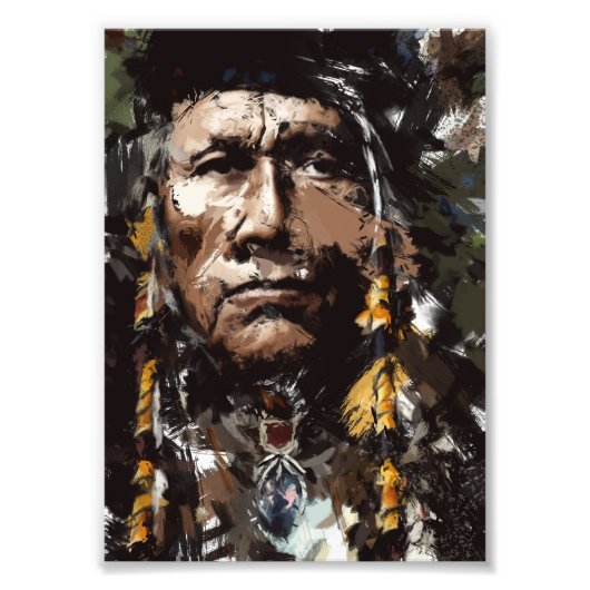 Native American Chief Portrait kunst Foto Afdruk (Voorkant)