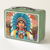 Native American Chief Powerful Portret (Achterkant)