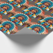 Native American Chief Powerful Portret Cadeaupapier (Hoek)