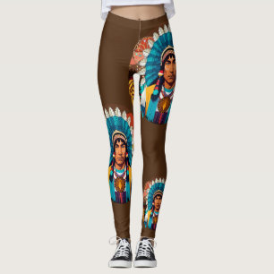 Native American Chief Powerful Portret Leggings