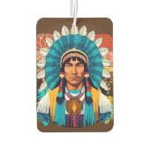 Native American Chief Powerful Portret Luchtverfrisser (Achterkant)