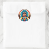 Native American Chief Powerful Portret Ronde Sticker (Tas)