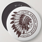 Native American Chief Ronde Button 6,0 Cm (Voorkant /achterkant)