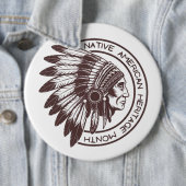 Native American Chief Ronde Button 6,0 Cm (In situ)