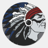 Native American Chief Ronde Sticker (Voorkant)