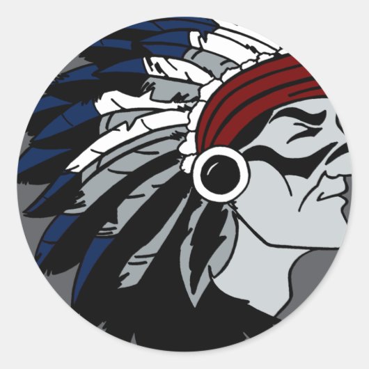 Native American Chief Ronde Sticker (Voorkant)