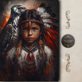 Native American Child & Eagle Headdress Decoupage Tissuepapier