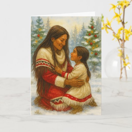 Native American Christmas Card Kaart (Gele Bloem)