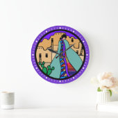 Native American Clock van Pueblo met Paarse grens Grote Klok (Huis)