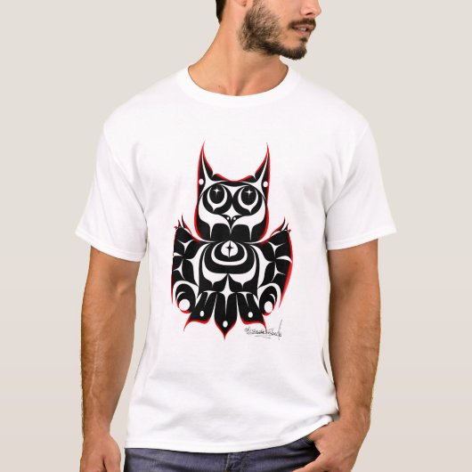 Native American Coast Salish Style Horned Owl T-shirt (Voorkant)