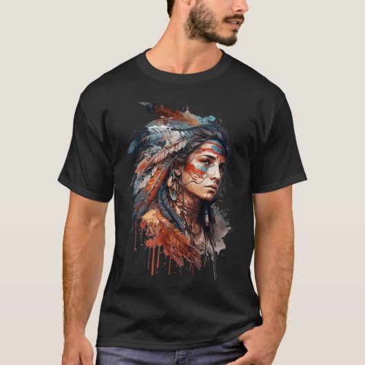 NATIVE AMERICAN COLORFUL T-SHIRT (Voorkant)