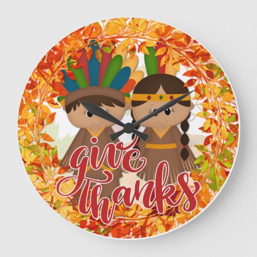 Native American Couple - Bedankt geven Grote Klok (Voorkant)