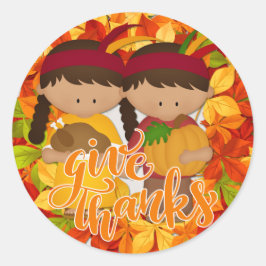 Native American Couple - Bedankt geven Ronde Sticker