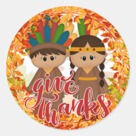 Native American Couple - Bedankt geven Ronde Sticker
