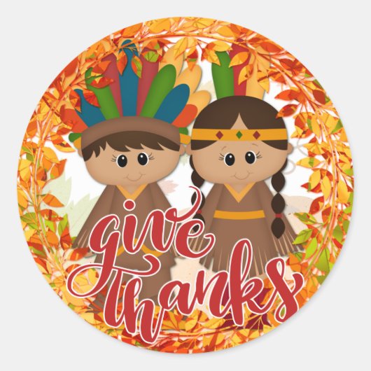 Native American Couple - Bedankt geven Ronde Sticker (Voorkant)